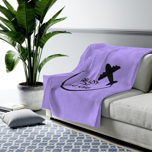 Purple Ready for Take Off Velveteen Plush Blanket