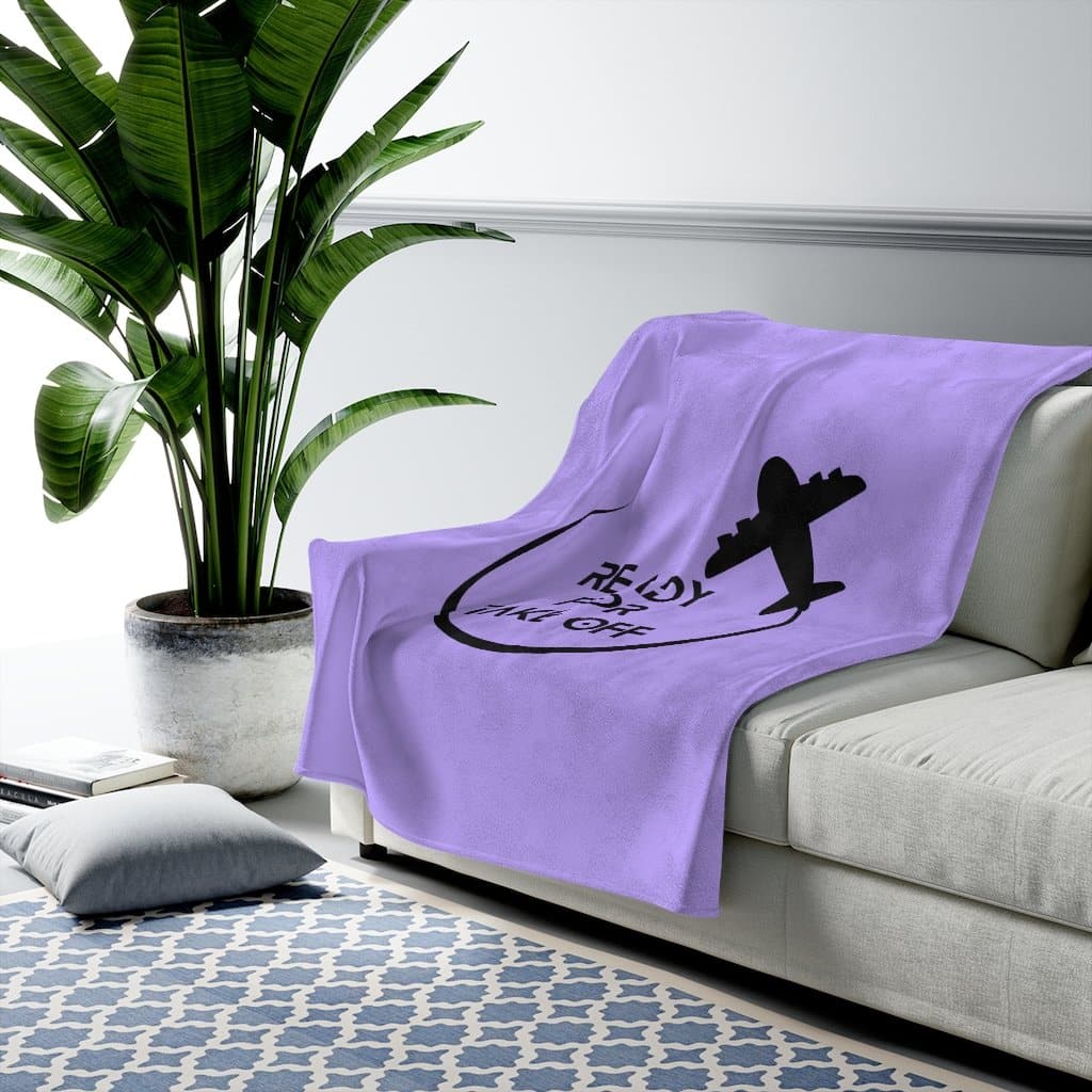 Purple Ready for Take Off Velveteen Plush Blanket