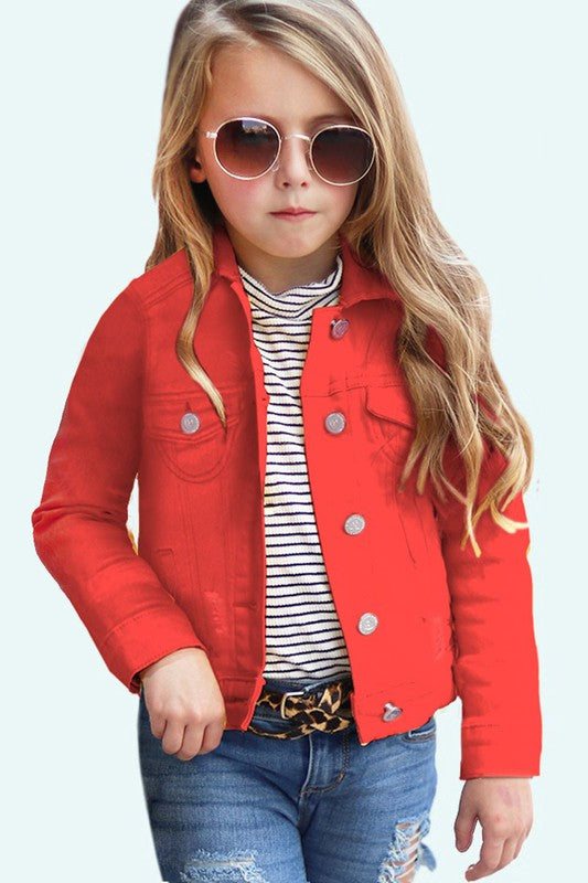 Girl's Premium Denim Solid Color Jacket_0