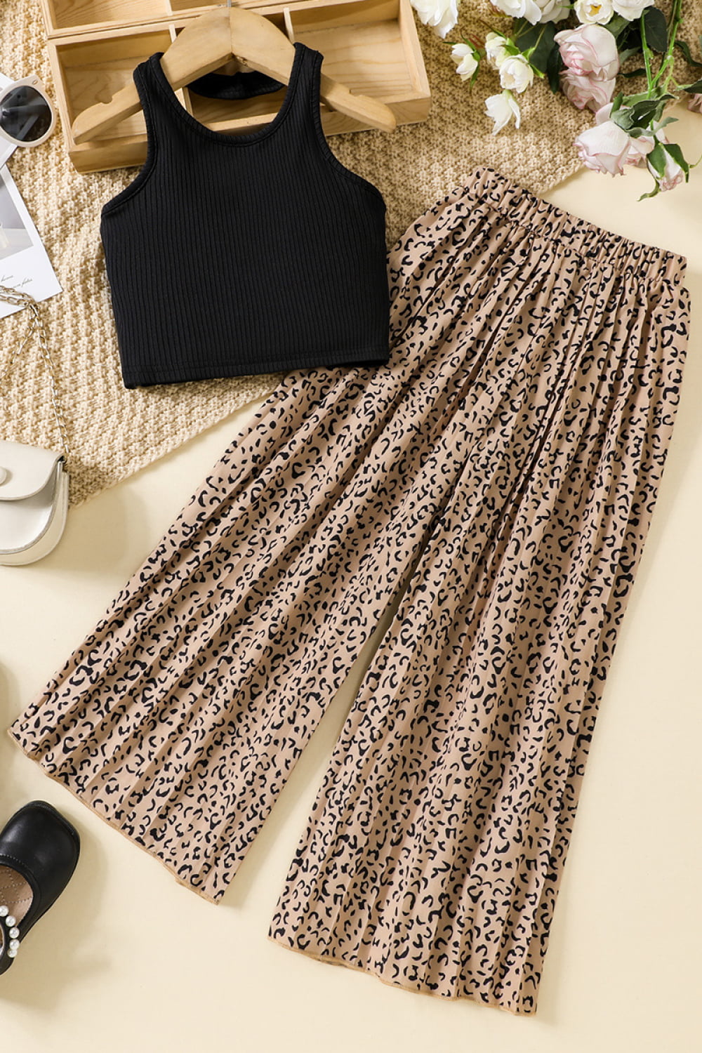 Girls Ribbed Tank and Leopard Culottes Set_2