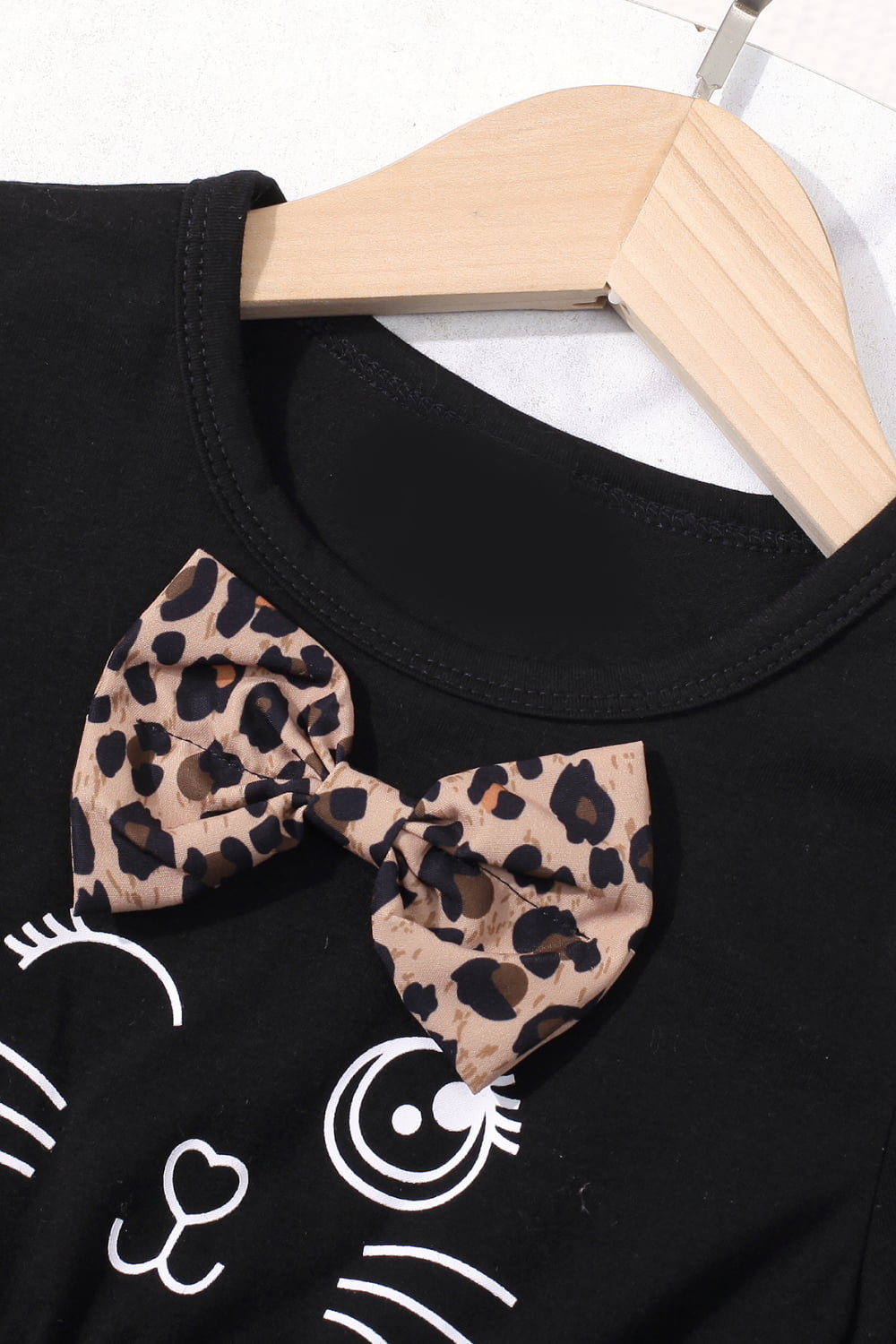 Girls Leopard Graphic Handkerchief Hem Spliced Dress_3