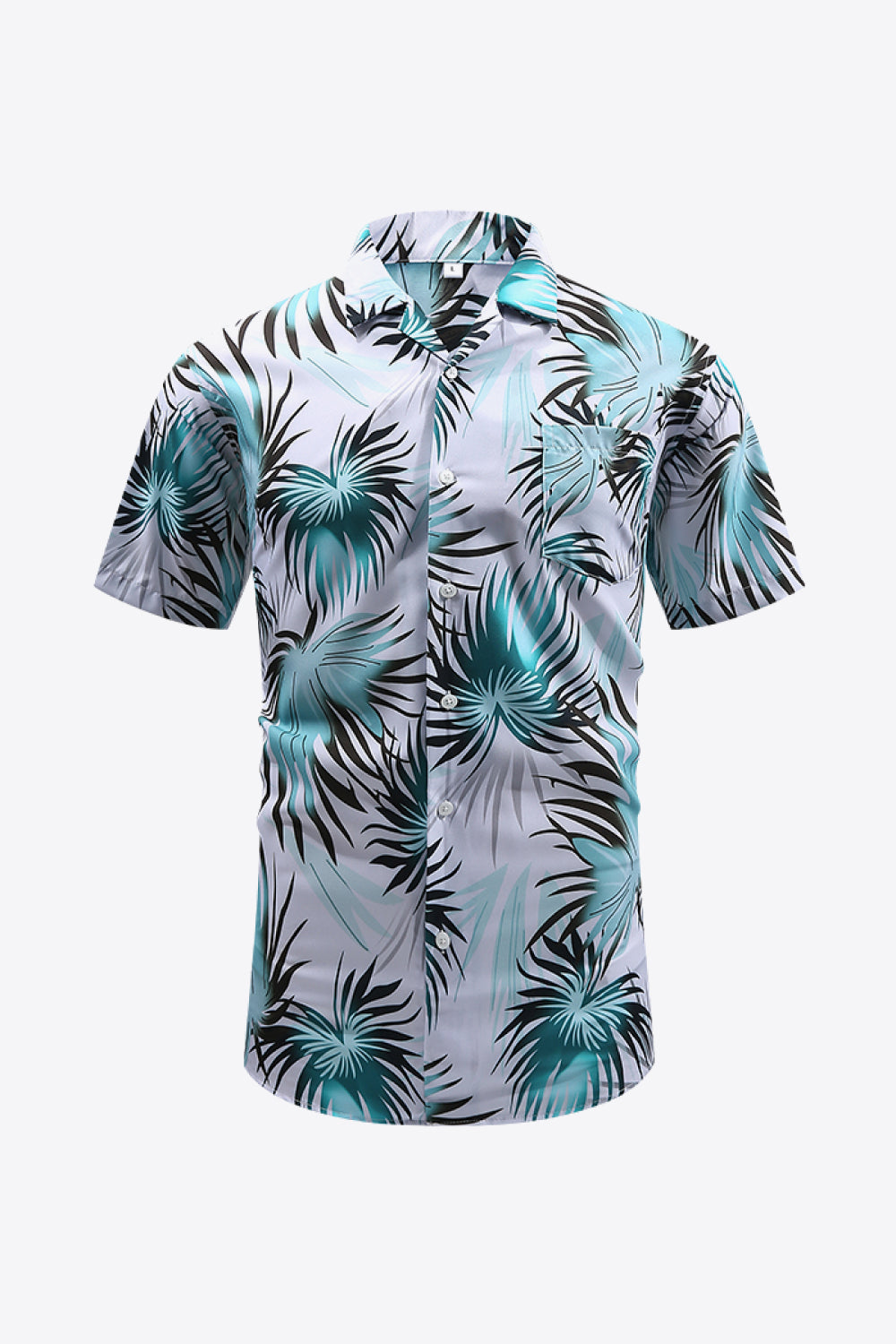 Botanical Print Button-Front Short Sleeve Pocket Shirt_1