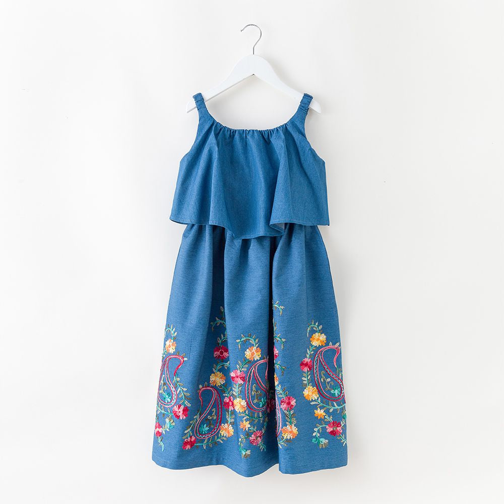Girl's Embroidered Flower Sleeveless Dress_1