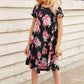 Girls Floral Round Neck Short Sleeve Dress with Pockets