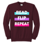 Read Flip Repeat Crewneck Sweatshirt Kids & Youth